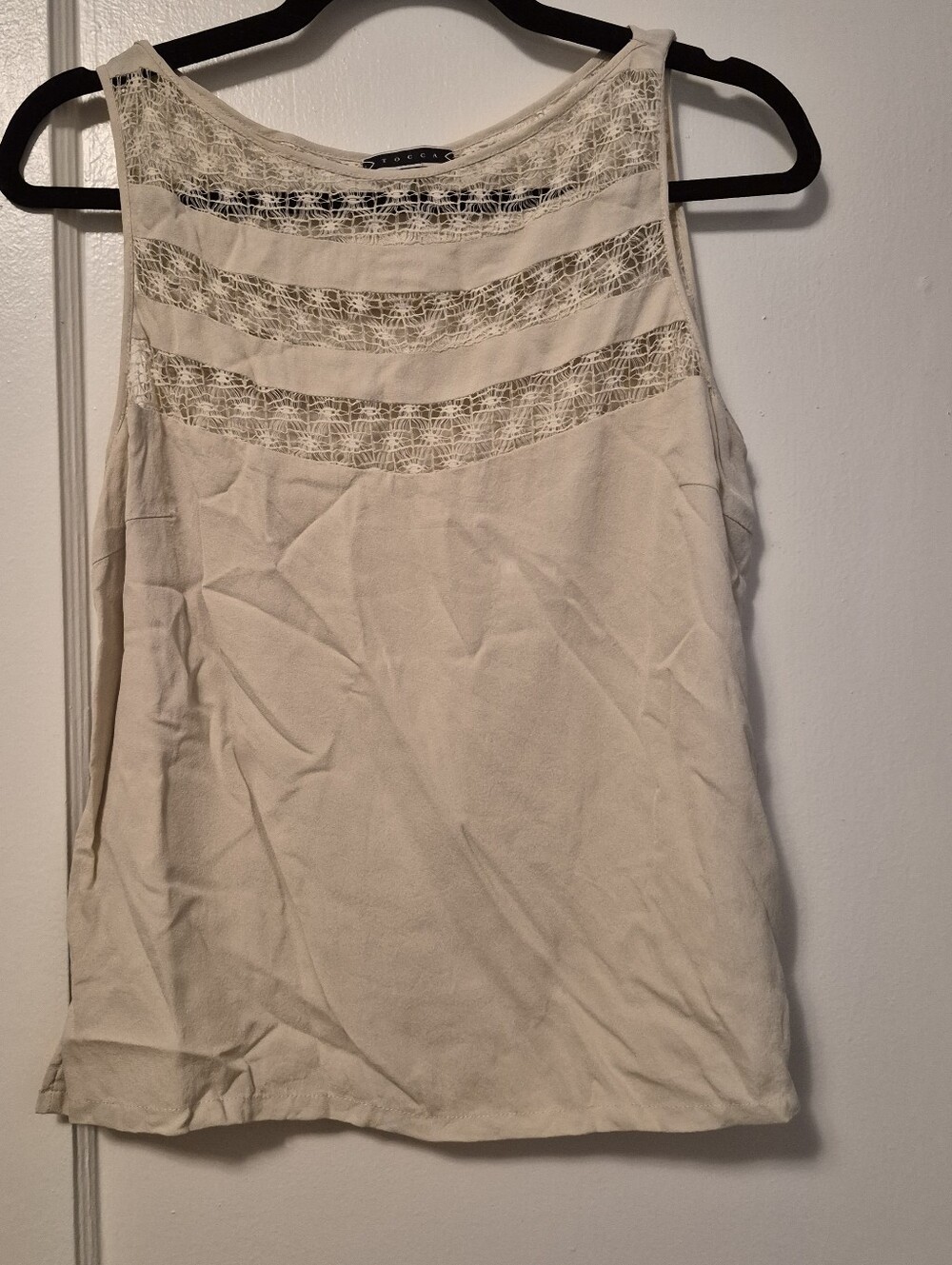 Lyell Tocca Lace Inset Cream Sleeveless Top, Blouse, size 4